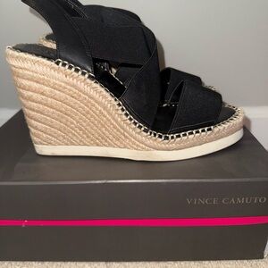 Vince Camuto Black Wedge Sandals